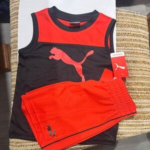 Puma Kids' Red and Black Athletic Set